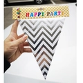 Silver and grey zigzag patterned triangle bunting banner for birthday party decoration - 8Pcs Silver Wavy Triangle Bunting