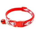 Collier de Noël rouge pour animaux avec motifs sapins, clochette rouge et boucle - Rouge 1 (Sapin de Noël Blanc Flocon)