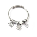 Silver stainless steel twisted rope bracelet with elephant and clover charms - Elephant Leaf Valentine Heart (C2-003) / White