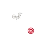 S925 sterling silver marquise-cut zircon flat back stud earring with leaf-shaped stones - Single White Gold #2 (Triple Marquise Leaf)