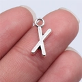 Silver metal letter X alphabet pendant with ring loop for DIY jewelry making - Letter X (B15677) / Antique Silver
