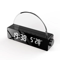 Digital sunrise alarm clock in black finish with curved LED display and multi-function knobs - Plug-in Version (No FM) / Black