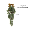 70cm Christmas teardrop swag with flocked pine needles, cones and brown velvet bow - Brown Bow Pine Swag 70cm