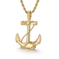 Gouden vintage anker hanger ketting voor heren met touwdetail en gedraaide ketting - Goud (Alleen Hanger) (KP100316)
