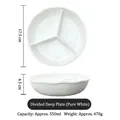 Assiette creuse en céramique à 3 compartiments, blanc pur, diamètre 17,5 cm pour bento - Bol 3 compartiments 7 pouces - Blanc pur