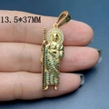 Macro shot of St. Jude pendant with green cubic zirconia inlay, 13.5x37mm size detail - Style C (13.5x37mm)