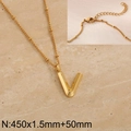 Golden uppercase letter V pendant necklace with small beaded chain details for women - Gold Letter V (KN287043-Z)