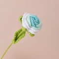 Handmade crochet rose flower in blue and white gradient yarn with green leaves - Green Gradient Rose