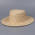 Stylish flat top raffia straw sun hat with wide brim for outdoor fashion and sun protection - M (56-58cm) / Natural