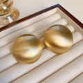 Minimalist golden dome stud earrings with cat-eye effect and brushed metal finish - 116# Silver Needle-Gold (Round Ball)