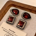 2512075a Purple-red Crystal Geometric Earrings