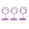 Three purple spiral metal memo holders with double ring design for photos and place cards - Set of 3 / Purple