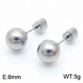 Minimalist 8mm silver steel ball stud earrings with cylindrical backings for women - 8mm / Steel