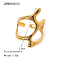 Retro 18k gold plated stainless steel sunburst ring with adjustable abstract curved band - Abstract Flowing Curve Ring (JDRW2403010)