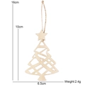 Hollow wooden Christmas tree ornament in natural wood color with size measurements - Christmas Tree