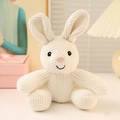 Handmade crochet white rabbit plush doll with long ears and cute pink heart nose - 22cm White Rabbit
