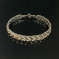 Two-tone geometric chevron bracelet with gold and silver plating and crystal accents - SL300 Two-Tone V-Shape Bracelet