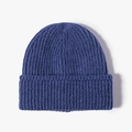 Berretto in maglia a coste blu scuro con risvolto per l'autunno e l'inverno - Taglia unica / Blu Zaffiro