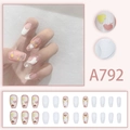 Französischer Stil eis-transparente nude Kunstnägel mit bunten Herzen, 24er Set - Französischer Jelly Herz Stil (A792) / Klebertyp (24er Set)