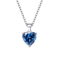 Elegant heart-shaped blue zircon necklace with silver chain from a jewelry set - Necklace / Blue Zirconia