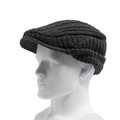 Dark grey knitted ivy cap with retro textured pattern on a mannequin head - Adjustable / Dark Green