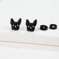 Cute black bulldog head stud earrings with minimalist cutout details in premium finish - Bulldog / Black