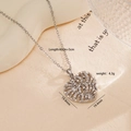 Silver-plated heart necklace with striped hollow design and sparkling zircon stones - Silver Hollow Lattice Heart Style
