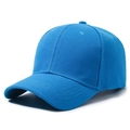 Vista laterale di un cappellino da baseball in cotone twill blu reale a sei pannelli - Blu Lago