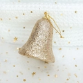 Cloche de Noël à paillettes dorées avec cordon de suspension pour sapin festif - Cloches Or Champagne Lot de 5