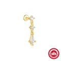 Boucle d'oreille en argent S925 doré avec zircon en forme de cerf-volant et chaîne - Or #5