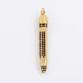 Pendentif crayon en laiton doré avec strass noirs sertis et motif rayé - Crayon en Zircon Noir Doré