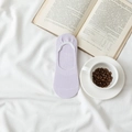 Lavender purple cotton invisible low cut boat socks with non-slip silicone design - One Size / Purple