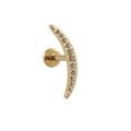 Gold moon labret stud with G23 titanium flat back and shimmering clear zircon stones - NO 4-Moon with Zirconia / 1.2x8mm / Gold