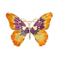 Elegant butterfly brooch with orange yellow gradient enamel and gold metal finish - YNCP8293 Yellow