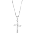 Silver cross pendant necklace with sparkling cubic zirconia on a delicate link chain - Silver N0018S