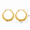 Orecchini a cerchio in acciaio 18K da 29mm con texture increspata effetto ondulato - E0085 Stile Cerchio Ondulato