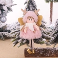 Ángel de Navidad de felpa rosa con gorro de reno y alas doradas colgando del árbol - K-ts113 Colgante De Niña Con Sombrero De Asta De Ciervo Rosa
