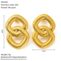 Gedetailleerde maattabel voor 18k vergulde roestvrijstalen gedraaide ringoorbellen, 30x20mm - In elkaar Grijpende Geknoopte Dubbele Ring Stijl (SE028G)