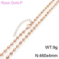 Polished rose gold plated stainless steel bead chain necklace with lobster clasp - 460*4mm / Rose Gold