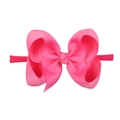 Soft pink textured fabric bow headband with slim elastic nylon strap for baby girls - Light Pink