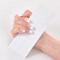 Self-adhesive white French manicure nail stickers model UNF026 with elegant hand display - White French Gel Style (UNE-25)