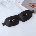 3D contoured black sleep mask with golden eyelash embroidery and adjustable strap - Gold Stamping Eyelash Style / Black
