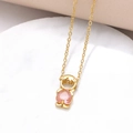 Golden girl pendant necklace featuring a pink heart-shaped gemstone and cross chain - Boy Style / 18K Gold / Pink