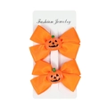 Set mollette per capelli zucca di Halloween con nastro grosgrain arancione e resina - Fiocco di Zucca / Rosso Arancio