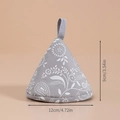 Grey triangular pot lid cover with white floral pattern and top loop for kitchen use - Gray Wheat Pot Lid Hat (120°C Heat Resistant)