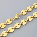 Polished 18K gold-plated stainless steel coffee bean link chain necklace with lobster clasp - Gold 11mm Necklace