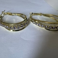 Elegant gold multi-layer hoop earrings with purple zircon stones for women - Gold with Purple Zirconia