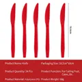 Set of 24 red plastic knives 16.6cm for strawberry theme fruit and cake party decoration - Red Plastic Knife
