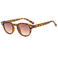 Retro round sunglasses with tortoiseshell leopard print frame and brown gradient lenses - Tortoise Frame Gradient Tea
