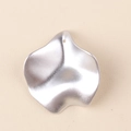 Minimalist matte silver acrylic wavy petal stud earring in a unique wrinkled style - 10Pcs Large / Silver
